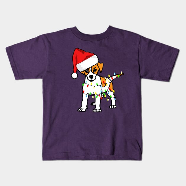 Santa Jack Russel Christmas Lights Dog Lover Christmas Gift T-Shirt Kids T-Shirt by Bezra